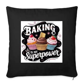 Bäcker-Superpower-Design - Sofakissenbezug 45 x 45 cm - Schwarz - Vorne