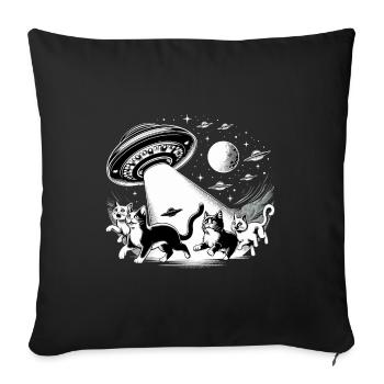Cadeau de chats de chat Ufo Ufo extraterrestres - Housse de coussin décorative 45 x 45 cm - noir - Devant
