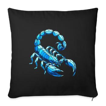 scorpion bleu art géométrique polygonal - Housse de coussin décorative 45 x 45 cm - noir - Devant