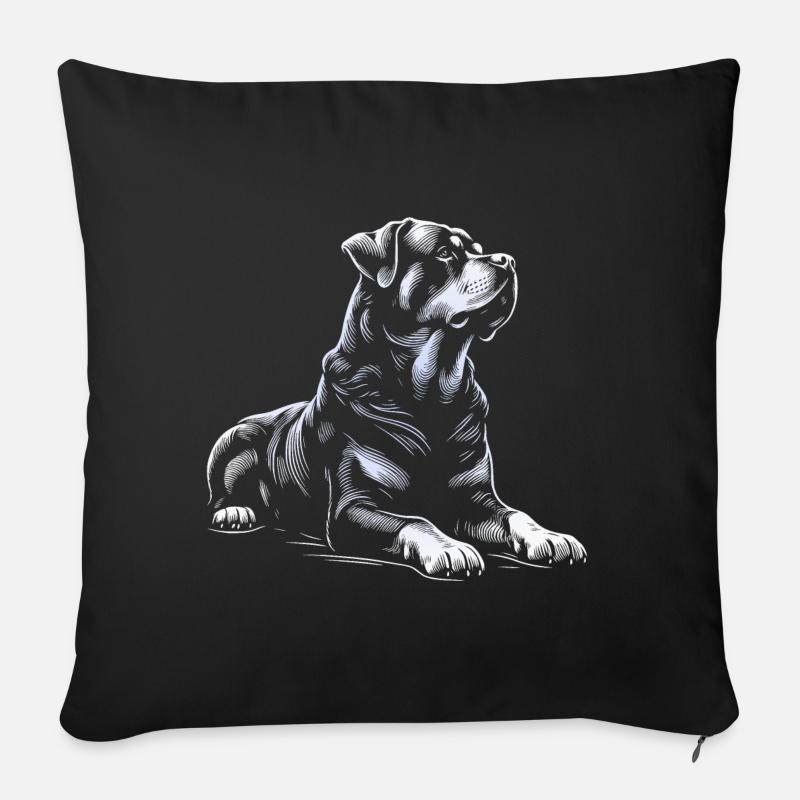 Rottweiler couché - Housse de coussin décorative 45 x 45 cm - noir