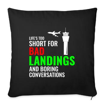 Contrôleur de la circulation aérienne ATC Aviation Humour Avion - Housse de coussin décorative 45 x 45 cm - noir - Devant