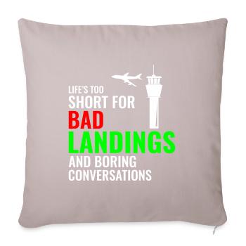 Contrôleur de la circulation aérienne ATC Aviation Humour Avion - Housse de coussin décorative 45 x 45 cm - taupe clair - Devant