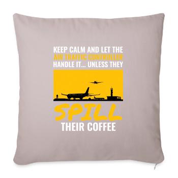 Contrôleur de café de la circulation aérienne ATC Aviation Humour - Housse de coussin décorative 45 x 45 cm - taupe clair - Devant