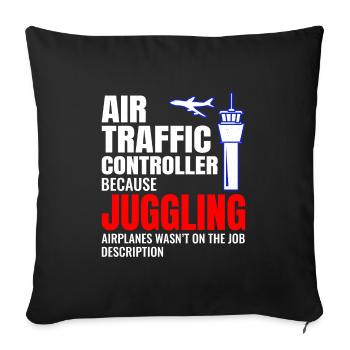 Contrôleur de la circulation aérienne ATC Aviation Humour Avion - Housse de coussin décorative 45 x 45 cm - noir - Devant