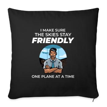 Contrôleur de la circulation aérienne ATC Aviation Humour Avion - Housse de coussin décorative 45 x 45 cm - noir - Devant