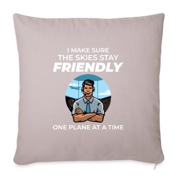 Contrôleur de la circulation aérienne ATC Aviation Humour Avion - Housse de coussin décorative 45 x 45 cm - taupe clair - Devant
