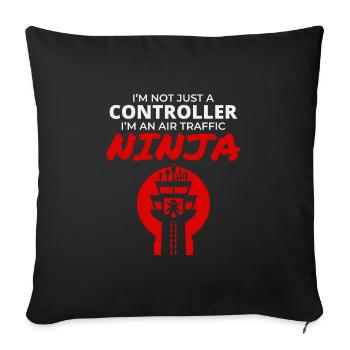 Contrôleur aérien Ninja ATC Aviation Humour - Housse de coussin décorative 45 x 45 cm - noir - Devant