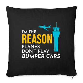 Air Traffic Controller ATC Aviation Humor Airplane - Sofa pillowcase 17,3'' x 17,3'' (45 x 45 cm) - black - Front