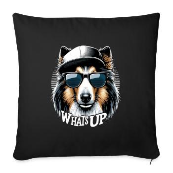 Collie Was geht Gangsta Gangster Hund Geschenk - Sofakissenbezug 45 x 45 cm - Schwarz - Vorne