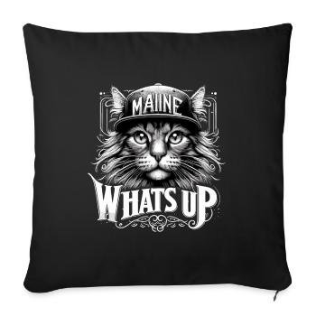 Maine Coon Cat Cool What's Up Hip Hop Gift - Sofa pillowcase 17,3'' x 17,3'' (45 x 45 cm) - black - Front