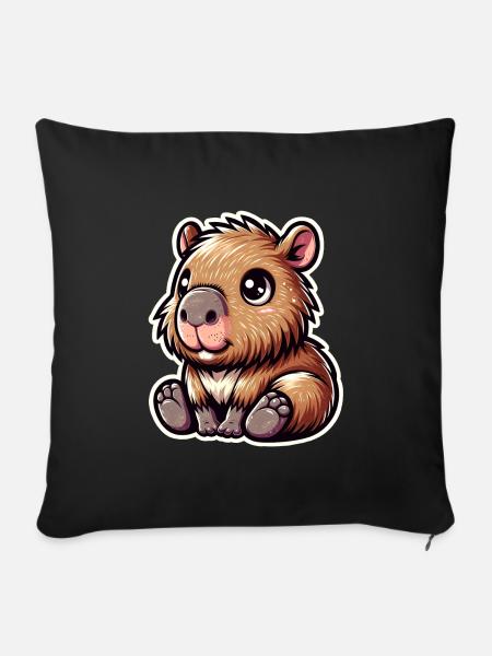 Capybara - Soffkuddsöverdrag, 45 x 45 cm - svart