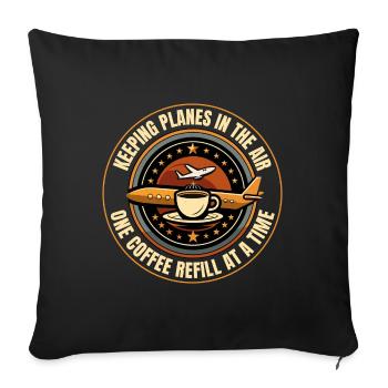 Air Traffic Controller Coffee ATC Aviation Humor - Sofa pillowcase 17,3'' x 17,3'' (45 x 45 cm) - black - Front