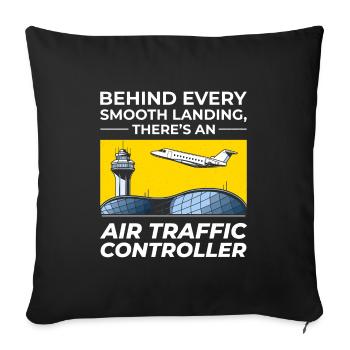 Contrôleur de la circulation aérienne ATC Aviation Humor Flight - Housse de coussin décorative 45 x 45 cm - noir - Devant