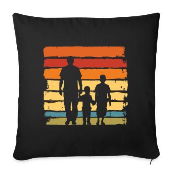 Father's Day father with two sons retro vintage - Sofa pillowcase 17,3'' x 17,3'' (45 x 45 cm) - black - Front