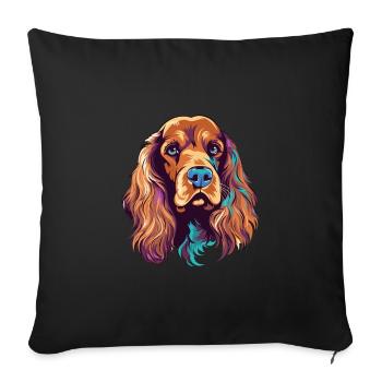 English Cocker Spaniel Dog Breed Watercolor Cartoo - Sofa pillowcase 17,3'' x 17,3'' (45 x 45 cm) - black - Front