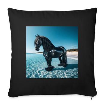 Horse in the water - Sofa pillowcase 17,3'' x 17,3'' (45 x 45 cm) - black - Front