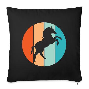 Cheval rétro couleurs galop animaux nature illustration - Housse de coussin décorative 45 x 45 cm - noir - Devant