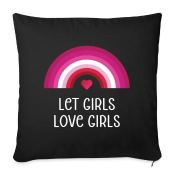 Mois de la fierté LGBT - Laissez les filles aimer les filles - Housse de coussin décorative 45 x 45 cm - noir - Devant