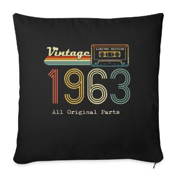 1963 Original 1963 Vintage Vintage Retro Jahrestag - Sofakissenbezug 45 x 45 cm - Schwarz - Vorne