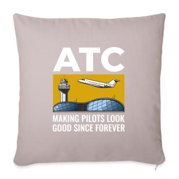 Contrôleur de la circulation aérienne ATC Aviation Humour Avion - Housse de coussin décorative 45 x 45 cm - taupe clair - Devant