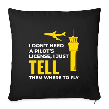 Air Traffic Controller ATC Aviation Humor Airplane - Sofa pillowcase 17,3'' x 17,3'' (45 x 45 cm) - black - Front