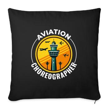 Contrôleur de la circulation aérienne ATC Aviation Humour Avion - Housse de coussin décorative 45 x 45 cm - noir - Devant