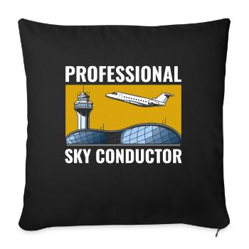 Contrôleur de la circulation aérienne ATC Aviation Humour Avion - Housse de coussin décorative 45 x 45 cm - noir - Devant