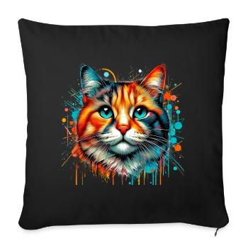 Cat - Sofa pillowcase 17,3'' x 17,3'' (45 x 45 cm) - black - Front