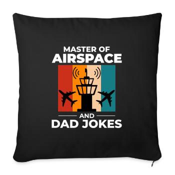 Contrôleur de la circulation aérienne Papa ATC Aviation Humour - Housse de coussin décorative 45 x 45 cm - noir - Devant