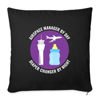 Air Traffic Controller ATC Aviation Humor Airplane - Sofa pillowcase 17,3'' x 17,3'' (45 x 45 cm) - black - Front