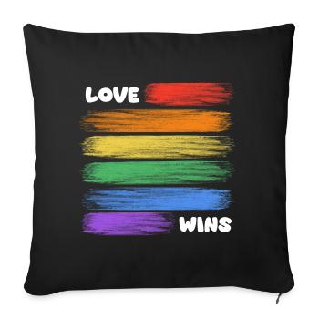 Liebe gewinnt Regenbogenstreifen - Sofakissenbezug 45 x 45 cm - Schwarz - Vorne