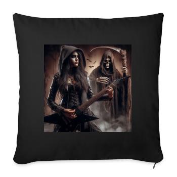 Gitarrist und The Grim Reaper - Sofakissenbezug 45 x 45 cm - Schwarz - Vorne