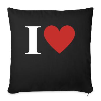 Lettre i cœur rouge - Housse de coussin décorative 45 x 45 cm - noir - Devant