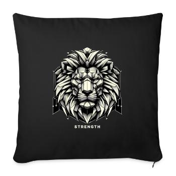 Lion Lion Head Geometric Geometry Strength - Sofa pillowcase 17,3'' x 17,3'' (45 x 45 cm) - black - Front