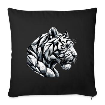 Cadeau de géométrie géométrique tête de tigre - Housse de coussin décorative 45 x 45 cm - noir - Devant