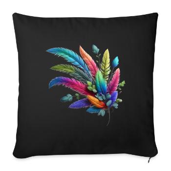 Colorful feathers. Vivid and detailed - Sofa pillowcase 17,3'' x 17,3'' (45 x 45 cm) - black - Front