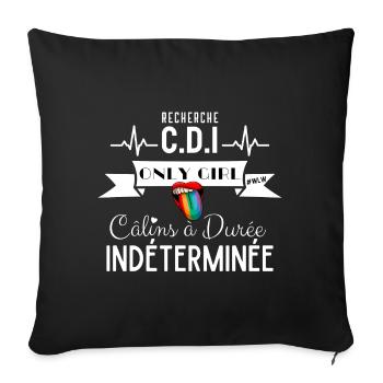 Looking for CDI Hugs for Duration LGBT Language - Sofa pillowcase 17,3'' x 17,3'' (45 x 45 cm) - black - Front