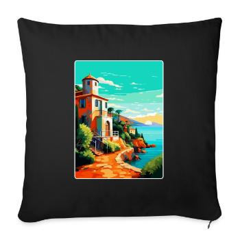 Costa Brava Spanien Vintage Reiseplakat Souvenir - Sofakissenbezug 45 x 45 cm - Schwarz - Vorne