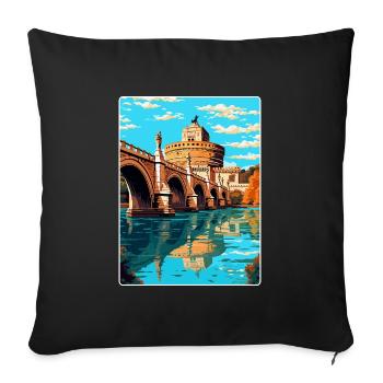 St Angelo Bridge Italy Vintage Travel Poster WPA - Sofa pillowcase 17,3'' x 17,3'' (45 x 45 cm) - black - Front