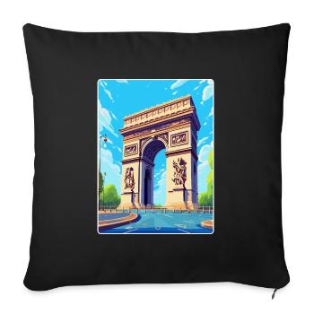 Arc de Triomphe Paris France Vintage Poster de voyage - Housse de coussin décorative 45 x 45 cm - noir - Devant