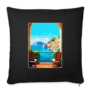 Capri Italien Vintage Reiseplakat WPA Kunst Souvenir - Sofakissenbezug 45 x 45 cm - Schwarz - Vorne