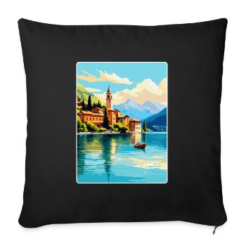 Comer See Italien Vintage Reiseplakat Souvenir WPA - Sofakissenbezug 45 x 45 cm - Schwarz - Vorne