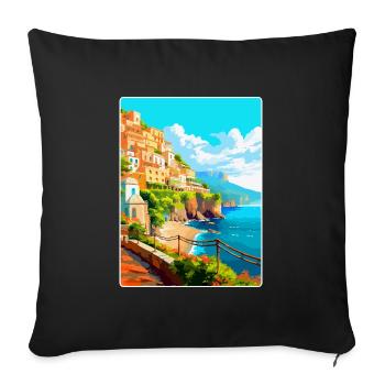 Amalfi Italie Affiche de voyage vintage WPA Souvenir - Housse de coussin décorative 45 x 45 cm - noir - Devant