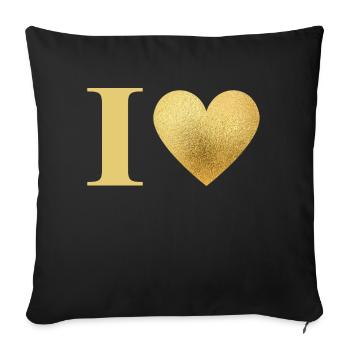 Lettre i cœur doré - Housse de coussin décorative 45 x 45 cm - noir - Devant