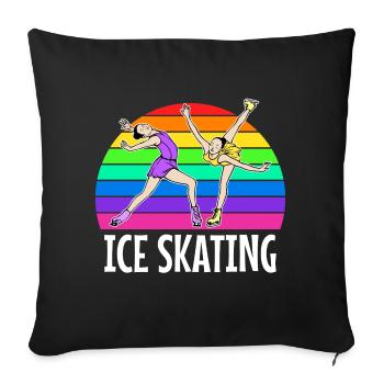 Patinage sur glace Hockey sur glace Snowboard Sports d’hiver Glace - Housse de coussin décorative 45 x 45 cm - noir - Devant
