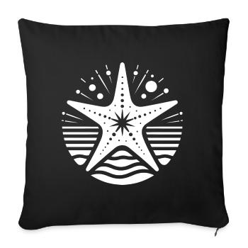 Silhouette d’aquarium d’eau salée d’animaux marins d’étoiles de mer - Housse de coussin décorative 45 x 45 cm - noir - Devant