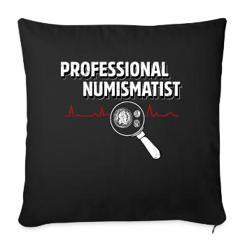 Expert in Coins: The Professional Numismatist - Sofa pillowcase 17,3'' x 17,3'' (45 x 45 cm) - black - Front
