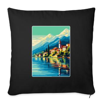 Comer See Italien Vintage Reiseplakat Souvenir WPA - Sofakissenbezug 45 x 45 cm - Schwarz - Vorne