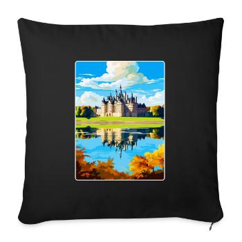 Vallée de la Loire France Affiche de voyage vintage souvenir - Housse de coussin décorative 45 x 45 cm - noir - Devant