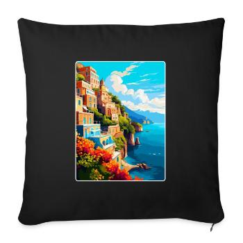 Amalfi Italie Affiche de voyage vintage WPA Souvenir - Housse de coussin décorative 45 x 45 cm - noir - Devant